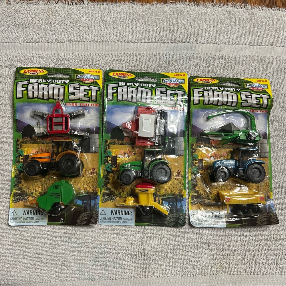 3 - NIB - Express Wheels "Diecast & Plastic" Heavy Duty Farm "Tractor" Sets